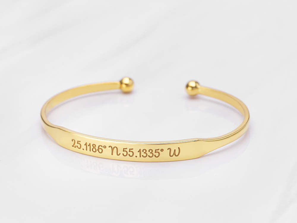 Custom Coordinates Jewelry • Gold Coordinates Bracelet • Tapered ...