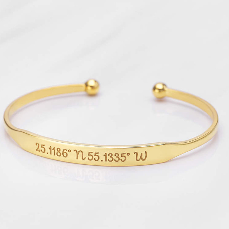 Custom Coordinates Jewelry • Gold Coordinates Bracelet • Tapered ...