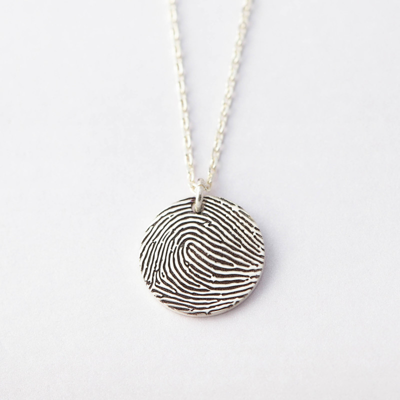 Dainty Disc Fingerprint Necklace • Engraved Fingerprint Pendant ...