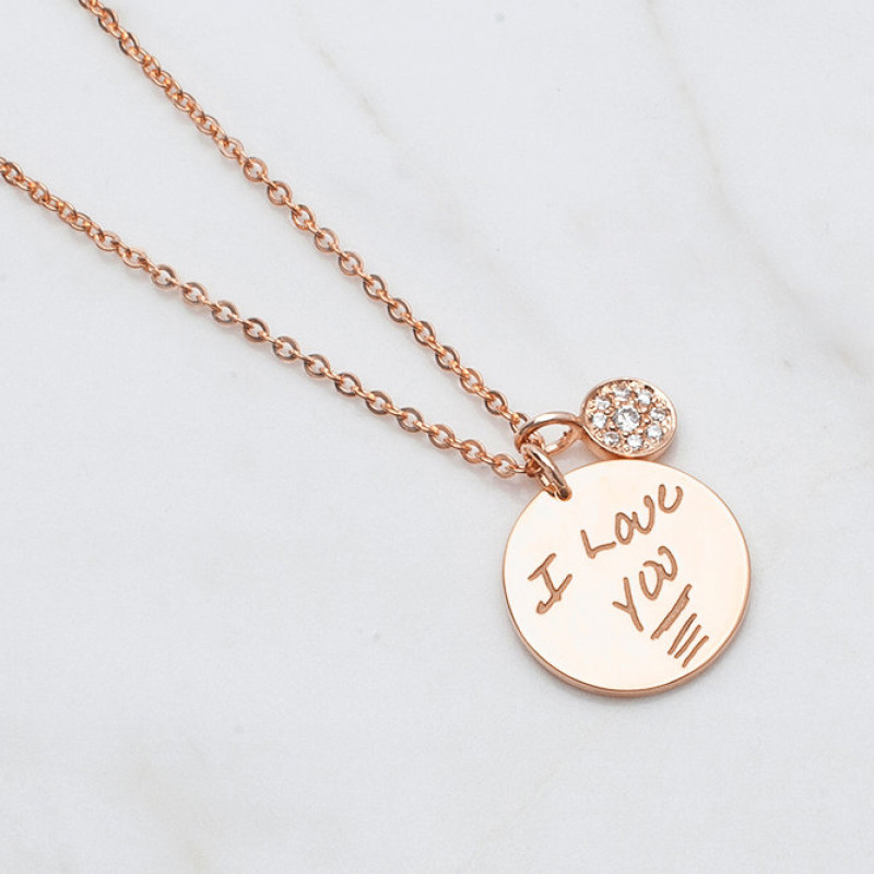 Memorial Gift with Engraved Handwriting • Handwritten Necklace with