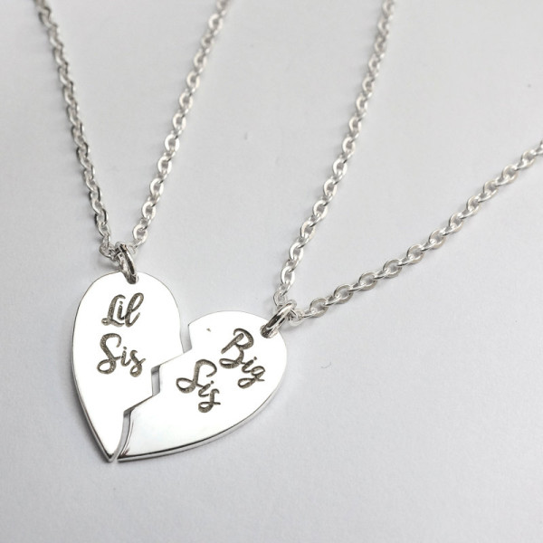 Personalized Half Heart Necklace Set - Engraved Initial Pendant ...