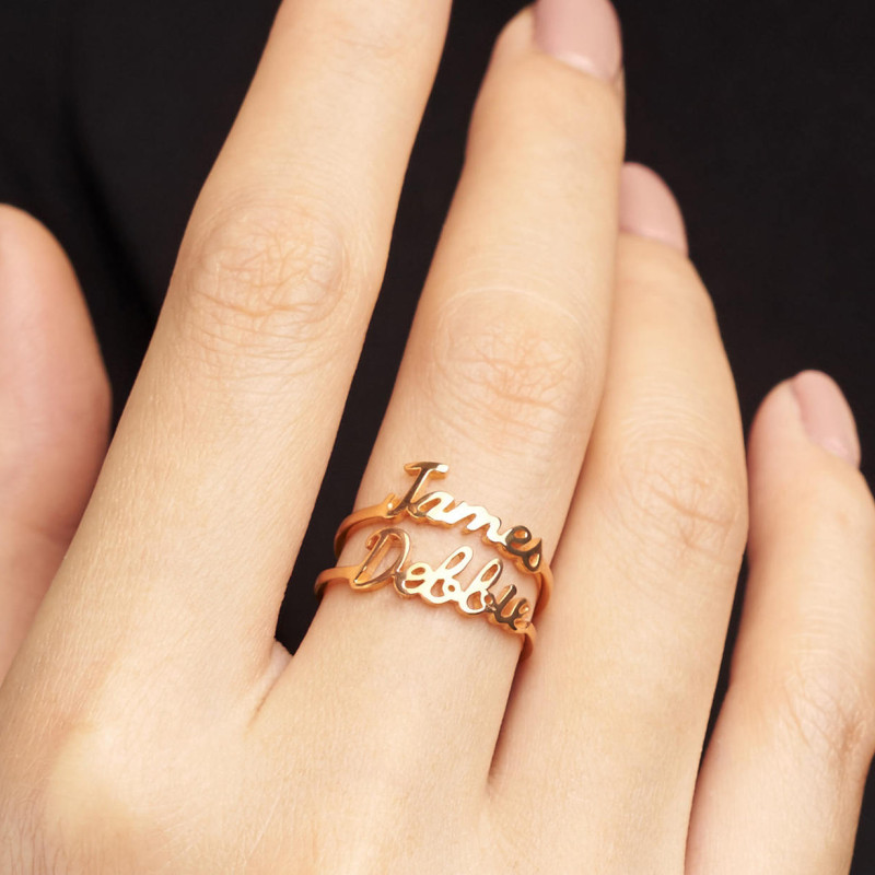 Stackable Name Ring In Gold Memi Jewellery vlr.eng.br