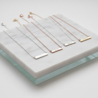 Bar Necklace, Personalized Engraved Name Plate Necklace, Small Skinny Bar Necklace