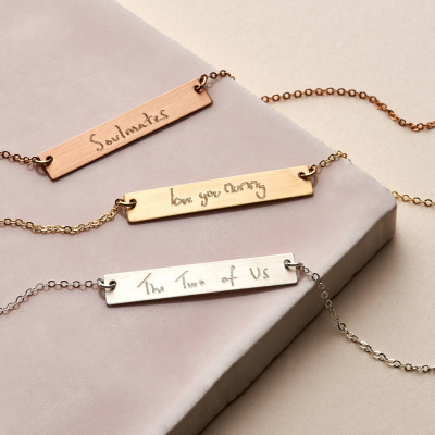 Actual Handwriting Bar Necklace - Personalised Necklace - Bar Necklace - Signature Necklace - Silver, Gold, Rose Gold NBH02