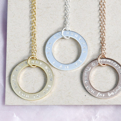 Large Personalised Circle Necklace 25mm - Circle Link Necklace - Customised Necklace - Anniversary Necklace - Gift For Her