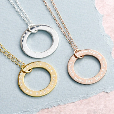 Large Personalised Circle Necklace 25mm - Circle Link Necklace - Customised Necklace - Anniversary Necklace - Gift For Her