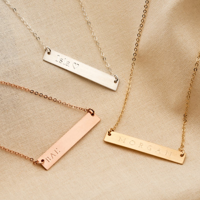Reversible Personalised Bar Necklace - 18k Gold Plated, Rose Gold Plated, Sterling Silver, Personalised Necklace, Gift For Her - NB02-G/RG/S