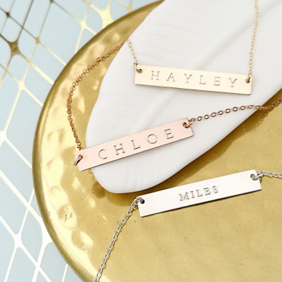 Reversible Personalised Bar Necklace - 18k Gold Plated, Rose Gold Plated, Sterling Silver, Personalised Necklace, Gift For Her - NB02-G/RG/S