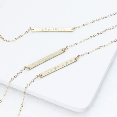 Skinny 18k Gold Plated Bar Necklace, Reversible Personalised Necklace, Name Necklace, Personalised Gift, Gift For Her