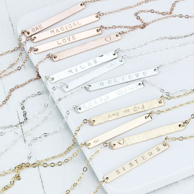 Skinny 18k Rose Gold Plated Bar Necklace - Personalised Necklace - Bar Necklace - Minimalist - Personalised Gift - Name Necklace - Rose Gold