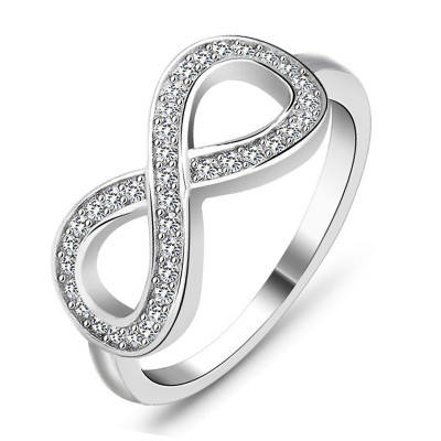 Silver Cubic Zirconia Encrusted Infinity Personalised Ring - AMAZINGNECKLACE.COM