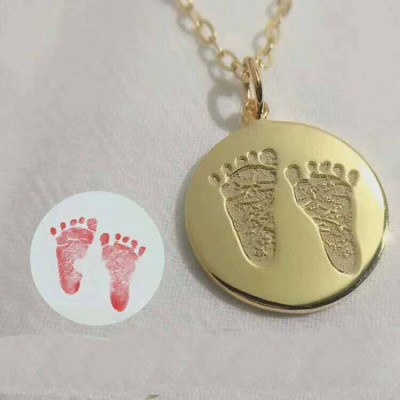 Actual Footprint Necklace with Your Child's Foot Print - Silver - Personalized Foot Print Necklace - Sterling Silver- Footprint Jewelry