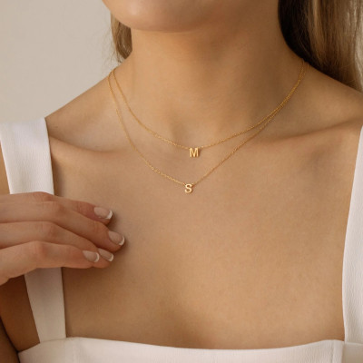 18k Solid Gold Petite Initial Letter Necklace, tiny gold necklace, gold initial jewelry, personalized gold jewelry, custom gold necklace, ID