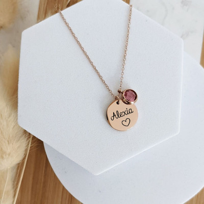 Personalized Sterling Silver Birthstone Necklace - Custom Initial Charm - Gift for Her