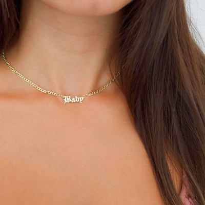 Name Choker - Sterling Silver Name Necklace - Name choker necklace - Gothic Name Necklace - Gold name necklace