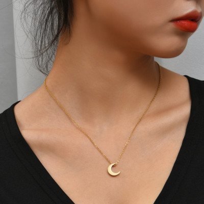 18k Gold Plated Half Moon Necklace and Earrings Set - Minimalist Crescent Jewelry