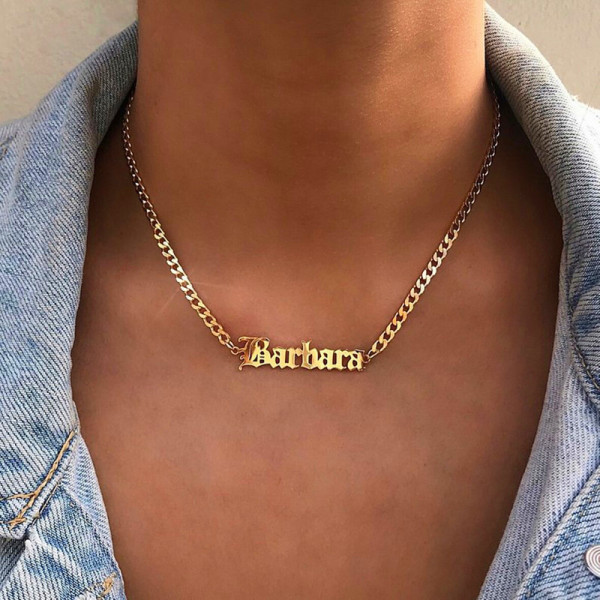 Name Choker - Sterling Silver Name Necklace - Name choker necklace - Gothic Name Necklace - Gold name necklace