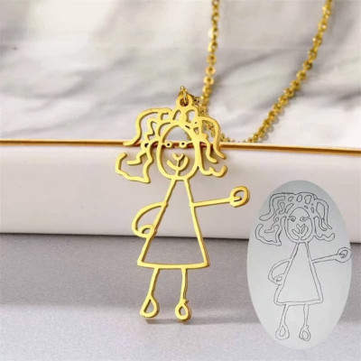 Children's Drawing Necklace • Kid's Art Necklace • Personalized Necklace • Child Artwork • Mom Gift • MOTHER'S GIFT • Christmas Gifts • NH01