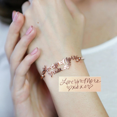 Actual Handwriting Bracelet - Personalized Sterling Silver Handwritten Bangle