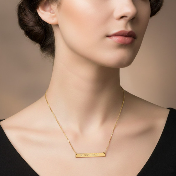 Gold Nameplate Necklace | Gold Name Plate Necklace | Nameplate Necklace | Engraved Name Necklace | Gold Name Bar Necklace | Silver Name