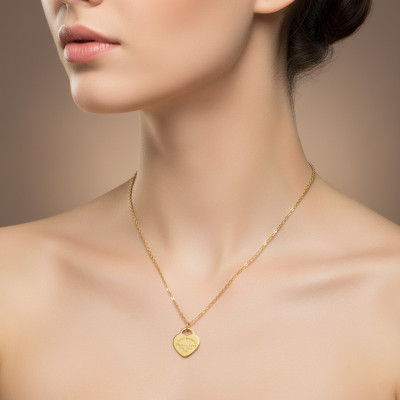 Tiffany style necklace, engraved heart necklace, inscribed names necklace, engraved names necklace, gift for mom, gift for childbirth, gold heart