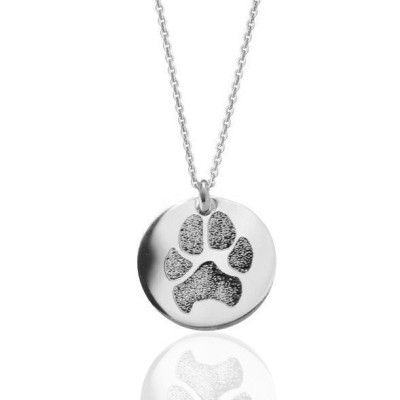 Your pet's actual paw or nose print custom personalized pendant necklace Sterling silver or 18k Gold Plated.