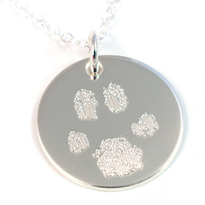 Pawprint Necklace with Your Pet's Actual Paw Print - Paw Print Necklace - Sterling Silver Pet Necklace - Pawprint Necklace - Pet Memorial
