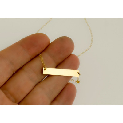 Real Gold Bar Necklace, Solid Gold Bar Necklace, Womens 18kt Gold Bar Necklace, Engraved Bar Necklace | White Gold | Rose Gold