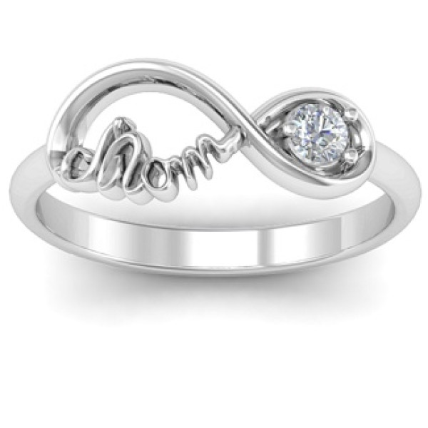 Mom's Infinity Bond Personalised Ring with Birthstone  - AMAZINGNECKLACE.COM