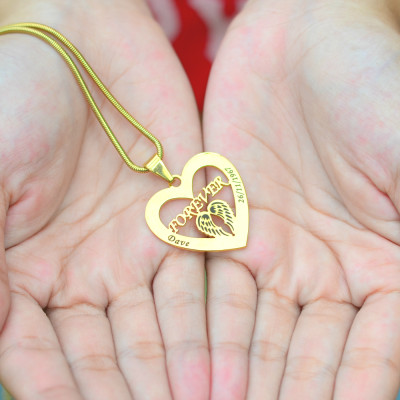 Personalised Angel in My Heart Necklace - 18ct Gold Plated - AMAZINGNECKLACE.COM