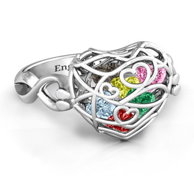Encased in Love Caged Hearts Personalised Ring with Infinity Band - AMAZINGNECKLACE.COM