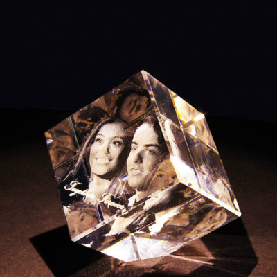 Square Crystal With Photo/Text Engraved Inside - AMAZINGNECKLACE.COM