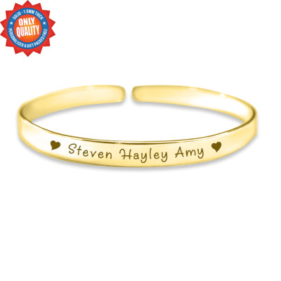 Personalised 8mm Endless Bangle - 18ct Gold Plated - AMAZINGNECKLACE.COM