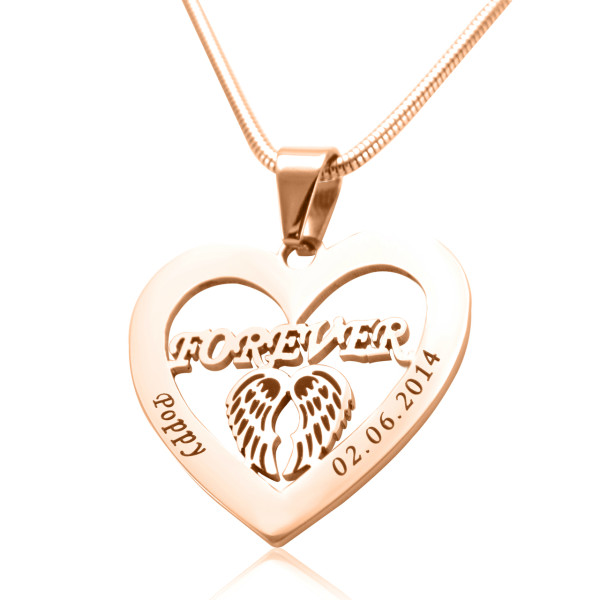 Personalised Angel in My Heart Necklace - 18ct Rose Gold Plated - AMAZINGNECKLACE.COM