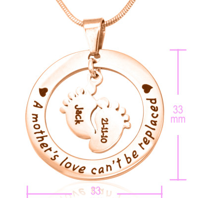 Personalised Cant Be Replaced Necklace - Single Feet 18mm - 18ct Rose Gold - AMAZINGNECKLACE.COM