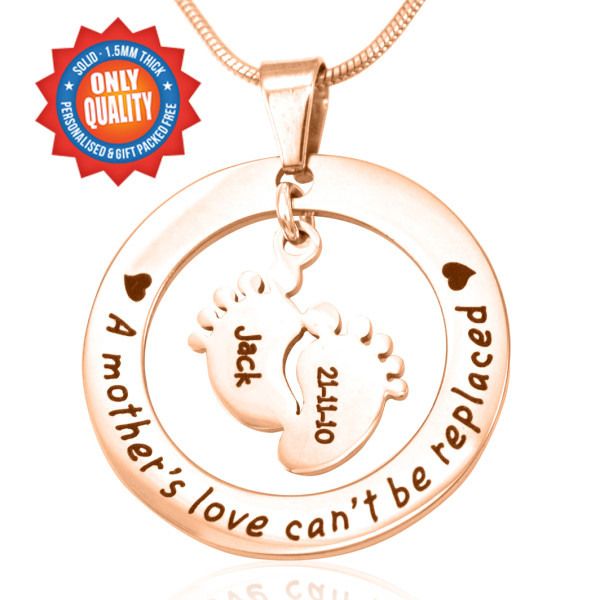Personalised Cant Be Replaced Necklace - Single Feet 18mm - 18ct Rose Gold - AMAZINGNECKLACE.COM