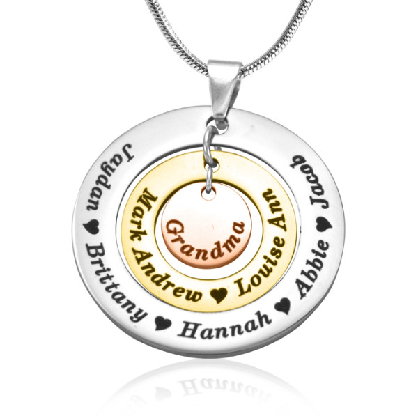 Personalised Circles of Love Necklace - Three Tone - Rose Gold Silver - AMAZINGNECKLACE.COM