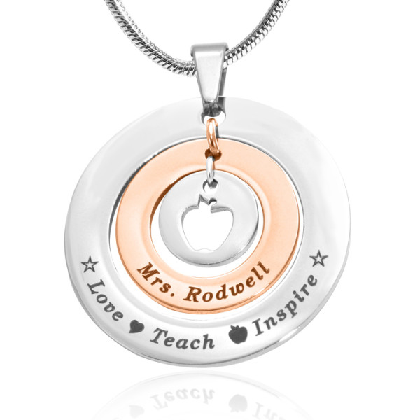 Personalised Circles of Love Necklace Teacher - TWO TONE - Rose Gold  Silver - AMAZINGNECKLACE.COM