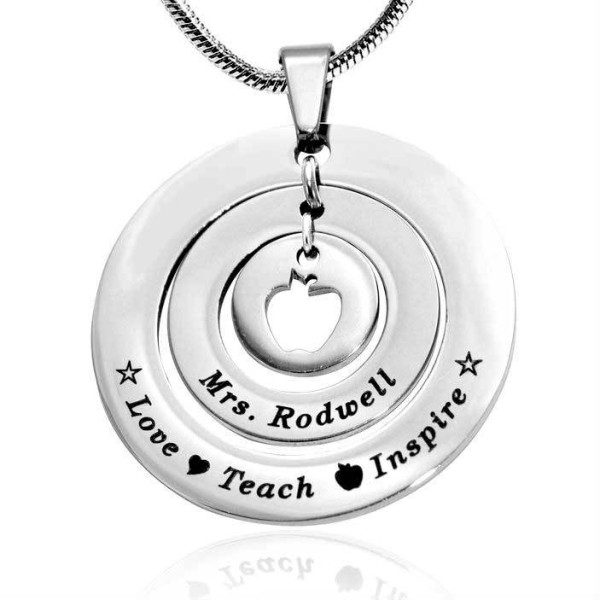 Personalised Circles of Love Necklace Teacher - Sterling Silver - AMAZINGNECKLACE.COM