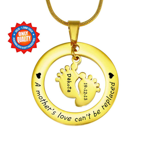 Personalised Cant Be Replaced Necklace - Single Feet 18mm - 18ct Gold Plated - AMAZINGNECKLACE.COM
