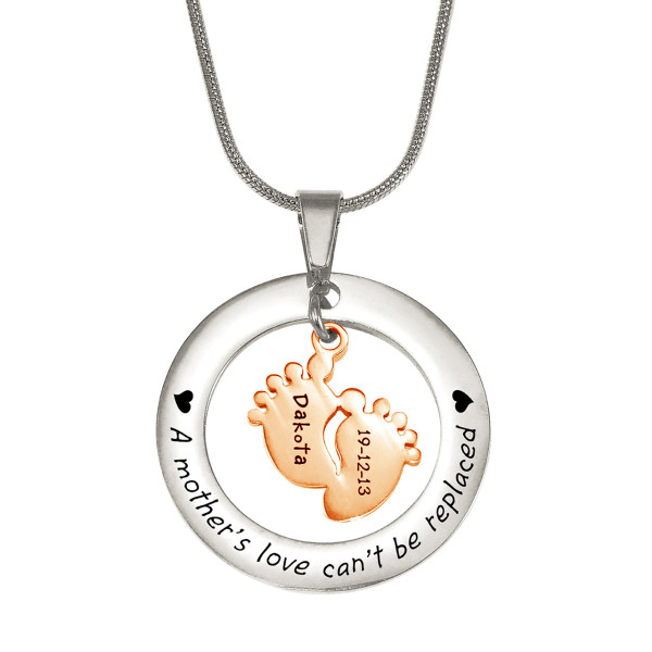 Personalised Cant Be Replaced Necklace - Single Feet 18mm - Two Tone - 18ct Rose Gold Plated - AMAZINGNECKLACE.COM