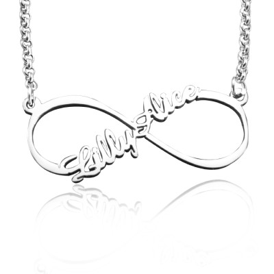 Personalised Single Infinity Name Necklace - Sterling Silver - AMAZINGNECKLACE.COM