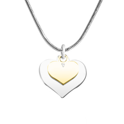 Personalised Double Heart Necklace - Two Tone - Gold n Silver - AMAZINGNECKLACE.COM