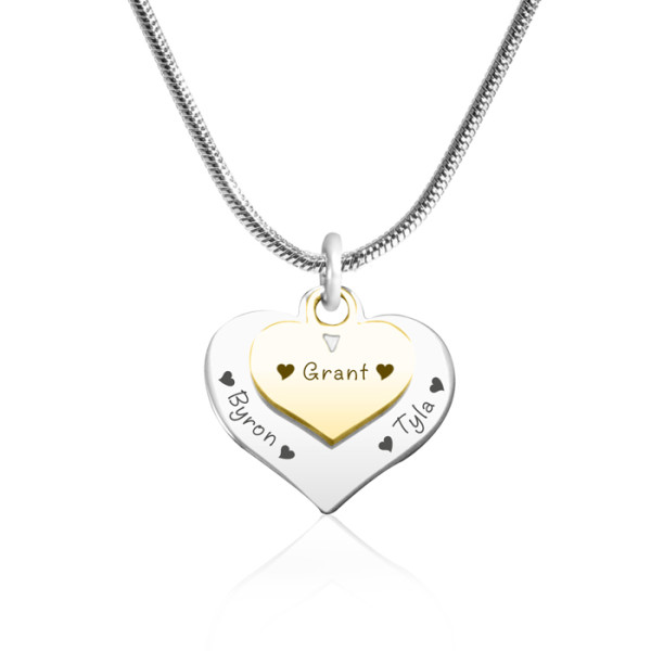 Personalised Double Heart Necklace - Two Tone - Gold n Silver - AMAZINGNECKLACE.COM