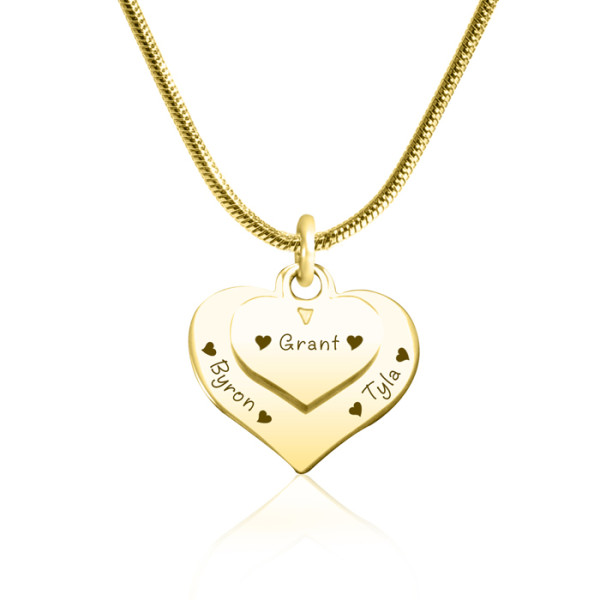 Personalised Double Heart Necklace - 18ct Gold Plated - AMAZINGNECKLACE.COM