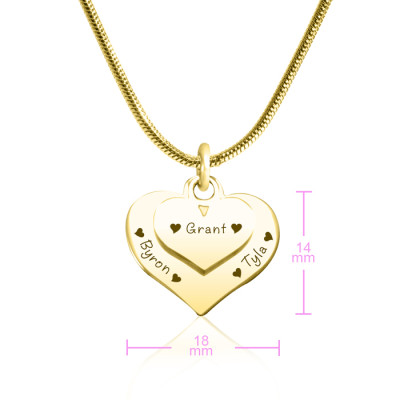Personalised Double Heart Necklace - 18ct Gold Plated - AMAZINGNECKLACE.COM