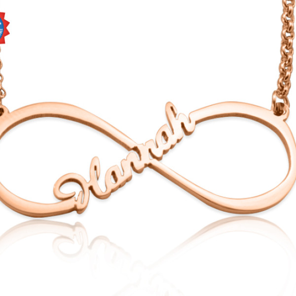Personalised Single Infinity Name Necklace - 18ct Rose Gold Plated - AMAZINGNECKLACE.COM