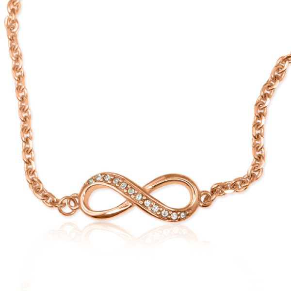 Personalised  Crystal Infinity Bracelet/Anklet - 18ct Rose Gold Plated - AMAZINGNECKLACE.COM