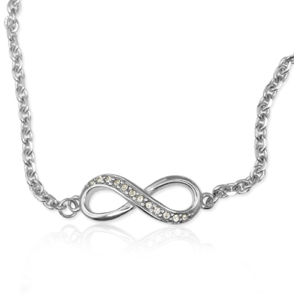 Personalised  Crystal Infinity Bracelet/Anklet - Sterling Silver - AMAZINGNECKLACE.COM