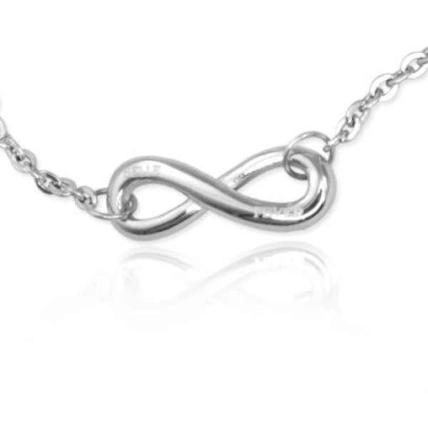 Personalised Classic  Infinity Bracelet/Anklet - Sterling Silver - AMAZINGNECKLACE.COM